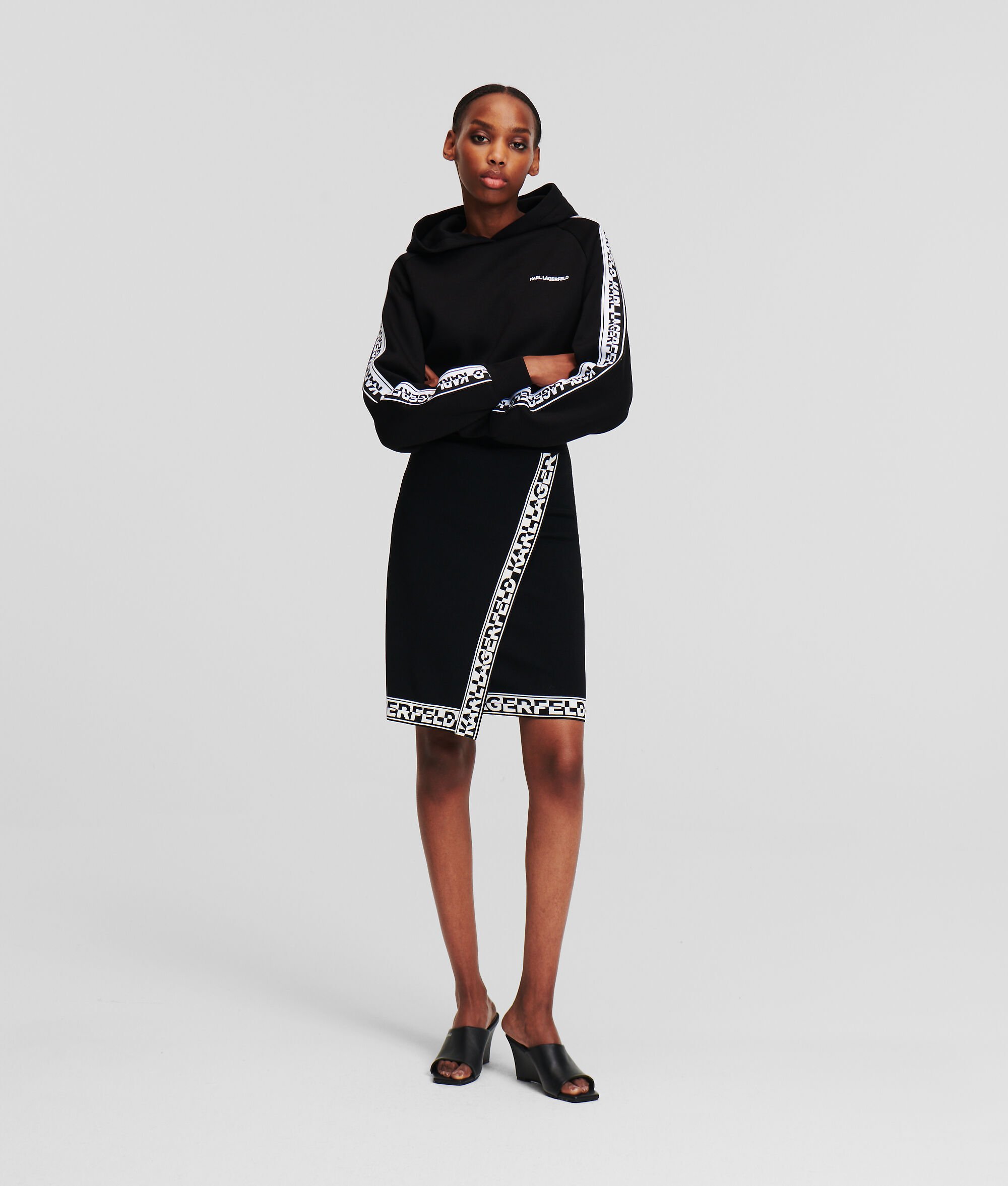 (image for) Top-Tier Karl Logo Knitted Wrap Skirt